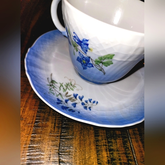 Aston & Westwood | Fine Porcelain | Teacup & Saucer Set| Blue/White w Floral - Picture 9 of 12
